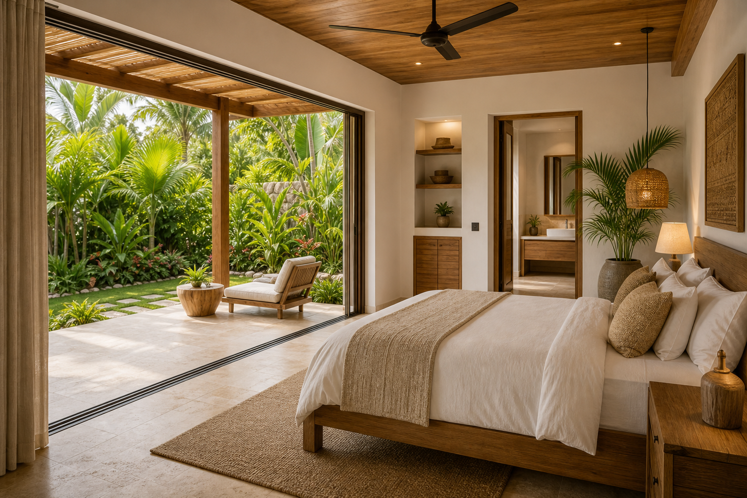 Chambre suite ouverte sur jardin