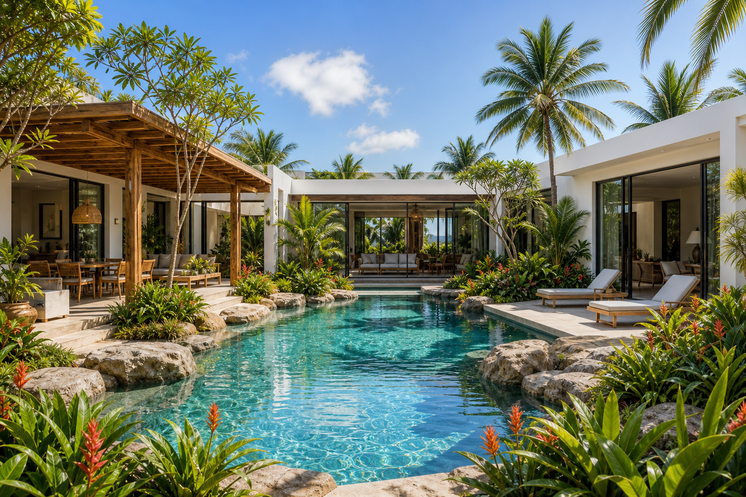 Piscine de cour tropicale