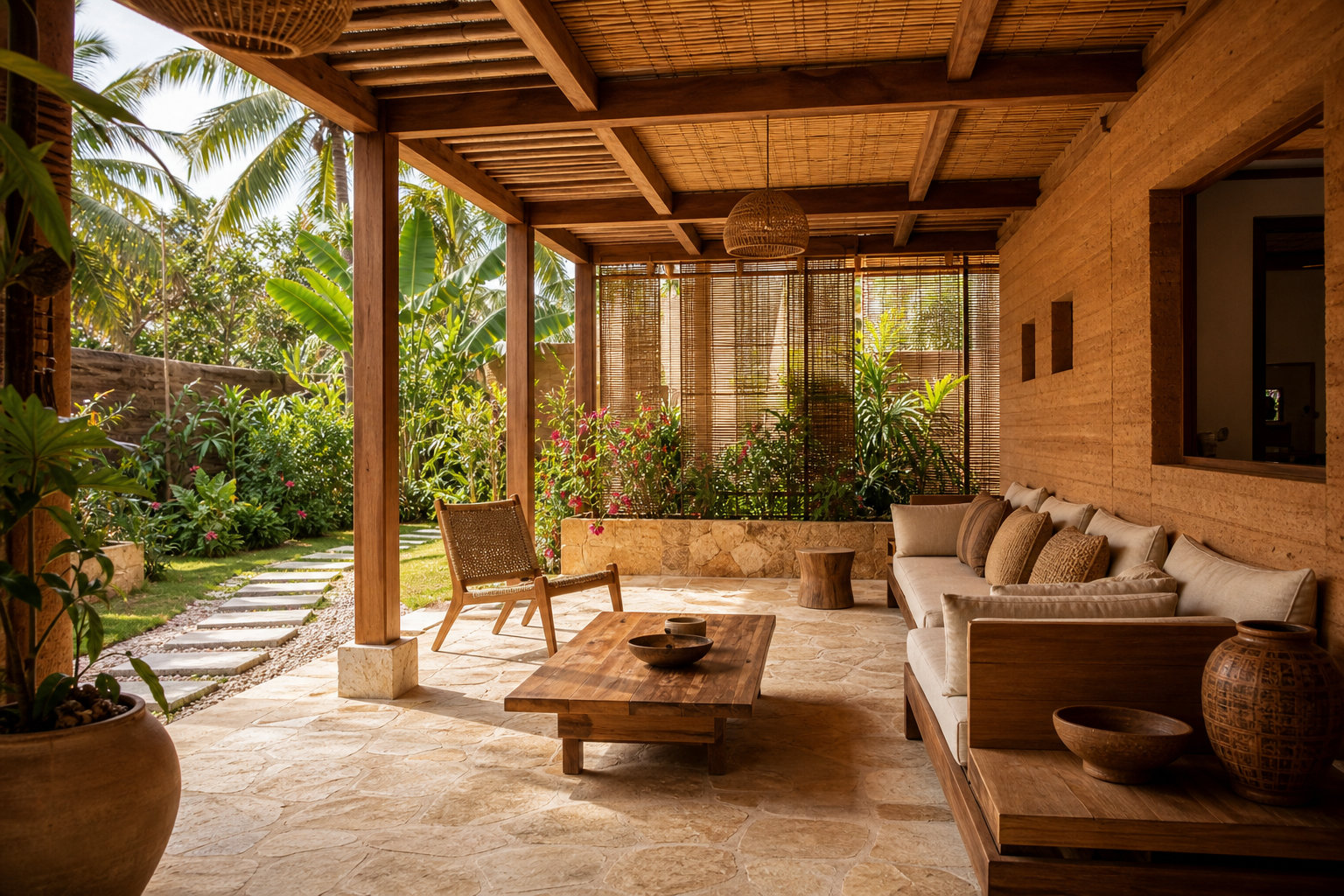 Villa tropicale avec pergola bois