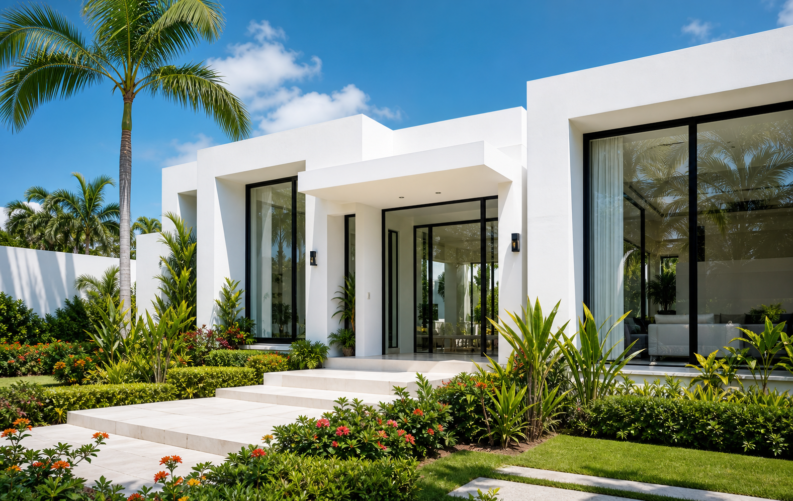 Entrée de villa blanche premium