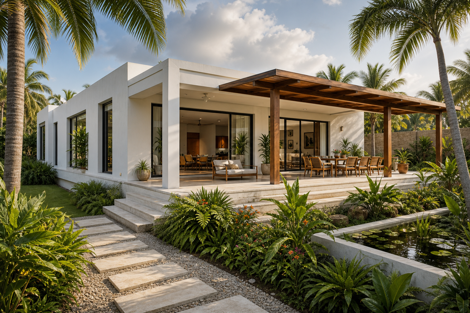Villa blanche premium en béton ventilé