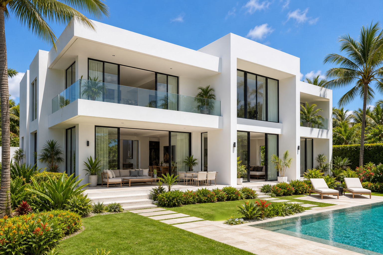 Villa duplex blanche avec piscine